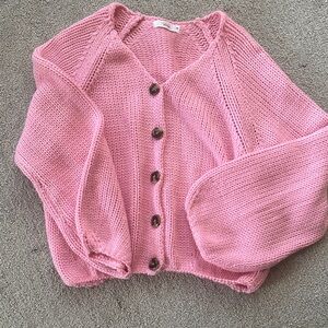 TALULAH Pink Button-Up Cardigan